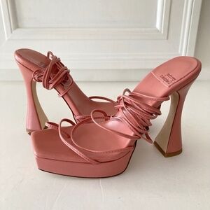 NWOT Jeffery Campbell Free People Clara Wrap Rose Leather Platform Heel Sz 7.5